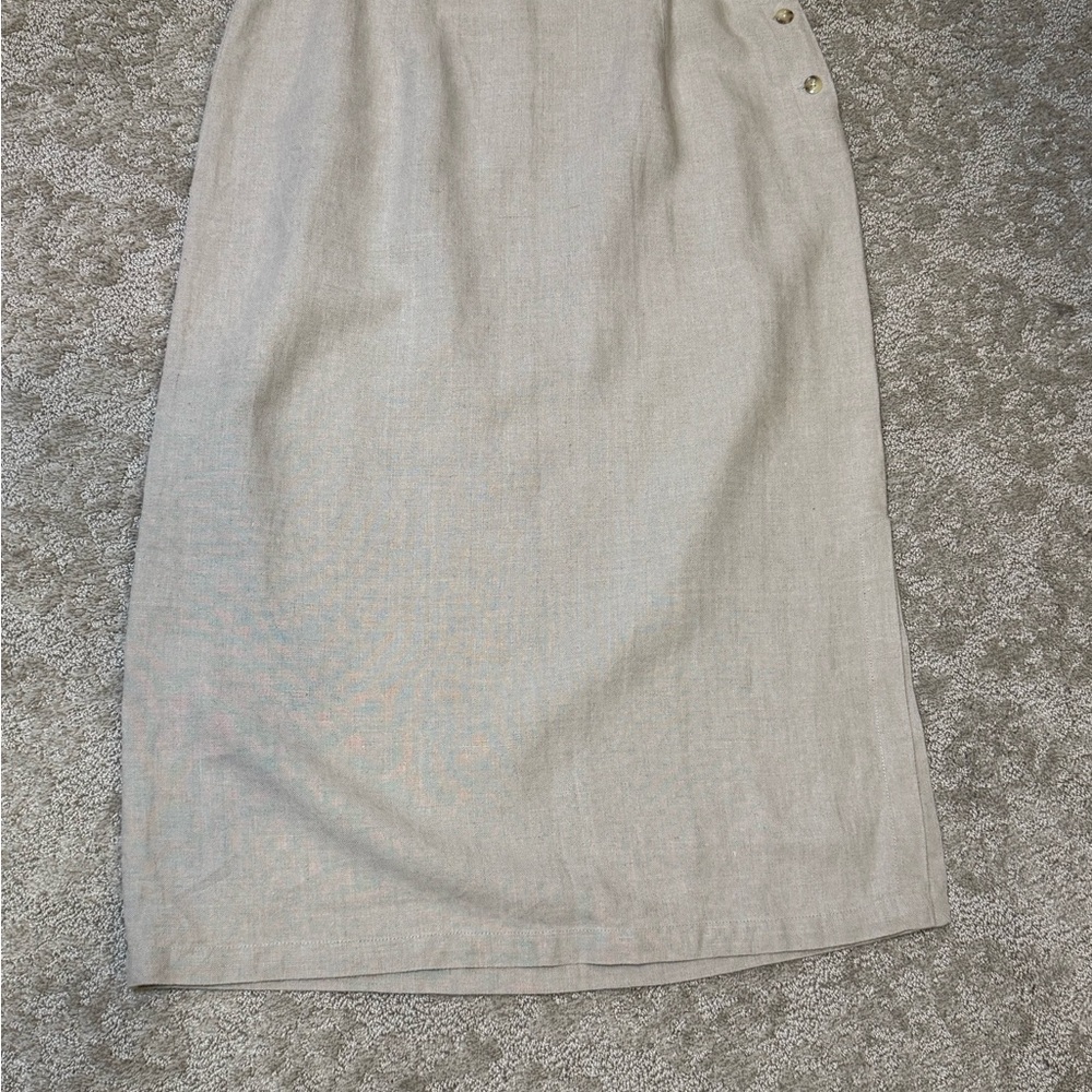 Eddie Bauer Neutral Beige 100% Linen Pencil Skirt